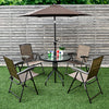 Set of 4 Patio Folding Chairs Portable Garden Deck Lounge Armchairs Adjustable