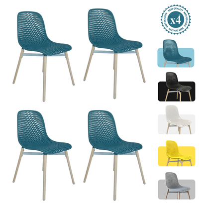 Dining Chairs Set of 4 Retro Eiffel Kitchen Chairs Wooden Legs Plastic Chair