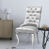 Modern Velvet Dining Chair Nailhead Back Ring Pull Trim Deep Button Tufted Chair