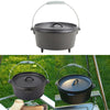 4.5L Dutch Oven Cooking Pot Cast Iron Outdoor Camping Camp Fire with Handle/Lid