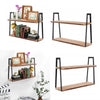 2 Tier Kitchen Storage Shelves Wall Floating Shelf Spice Rack Holder Rack Wooden