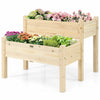 Raised Garden Bed 2-Tier Fir Wood Elevated Planter Flower Herb W/ Drain Holes
