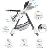 4 in 1 Rolling Baby Highchair Infant Toddler Reclining Sleeping Chair W/ Storage