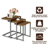 Stackable Nesting Tables Set of 3 Industrial Coffee Snack End Table C-Shaped