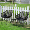 Three-Piece Rattan Garden Furniture 2 Seat Bistro Table Chair Outdoor Patio Set