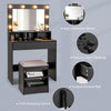 Vanity Table Set Large Makeup Dressing Desk w/ Lighted Mirror and Storage Stool