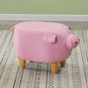 Pink Fabric Pig Animal Footstool Stools Ottomans With Wood Legs Living room Toy