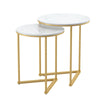 Real Marble Side End Table Golden Frame Nightstand Storage for Artworks Bonsai