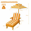 Kids Outdoor Chaise Lounge Chair Children Portable Cushioned Lounger W/ Umbrella