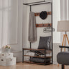 Coat Rack Stand and Shoe Storage Bench Metal Hall Tree with 3-Tier Shelf 8 Hooks