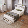 Wooden Storage Bed Frame with Bookcase Shelves Underbed Drawer QR