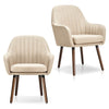 Set of 2 Leisure Chairs Linen Fabric Upholstered Arm Chair Modern Accent Chair