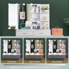 Dressing Table Stool Set with LED Mirror Cabinet Drawer Shelves Makeup Table