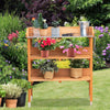 3 Tier Garden Patio Potting Table Wooden Planting Bench Workstation W/ Hooks