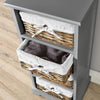 Chest 4 Drawers Hallway Furniture Storage Organiser Grey Wooden Wicker Baskets