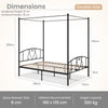 Double Size Metal Canopy Bed Frame Modern 4 Poster Platform Bed with Headboard