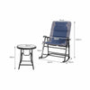 3 PCS Folding Garden Patio Bistro Set Rocking Padded Chairs Glass Coffee Table