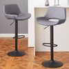 2 x Grey/Brown Bar Stools Swivel Padded Seats High Chairs Technology Cloth