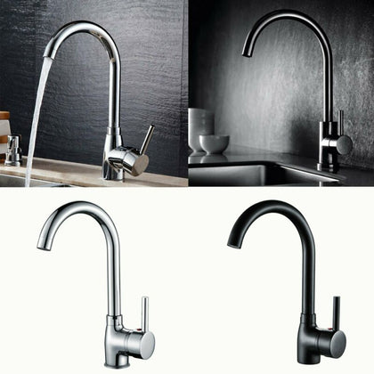 Swivel Spout Kitchen Sink Basin Mixer Taps Single Lever Mono Faucet Solid Brass