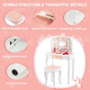2 in 1 Kids Vanity Table and Chair Set Makeup Dressing Table W/ Mirror & Drawer