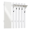 Wall Mounted Coat Rack w/ Mirror Hook Rack Shelf 5 Hooks Hallway Entryway White