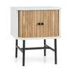 Wood Sofa Side Table Nightstand Compact End Table Storage Cabinet w/Sliding Door