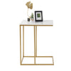 Sofa Side Table Marble Top C-Shape Laptop Stand Tray Slide Under Couch End Table