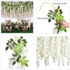 12pcs Artificial Fake Hanging Wisteria Silk Flowers Vine Plant Home Garden Decor