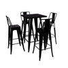Breakfast Dining Bar Table and 4 Chairs Set Kitchen Dining Room Metal Bistro Set