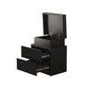 Nightstand Bedside Table W/ 2 Drawer High Gloss White Black Modern
