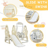 Toddler Slide and Swing Set 4 in 1, Kids Playground Climber Swing Playset Beige