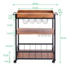 Industrial Trolley Serving Cart Wood Shelf Kitchen Drink Wine Rack Top Trays NEW