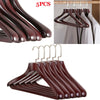 5PCS Wooden Wide Shoulder Clothes Hangers Coat Jackets Pant Suit Trouser Rack