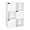 White Bookcase 6 Cube Storage Unit Wooden Bookshelf w/ Doors Living Room Office