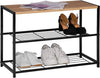 2 Tier Shoe Rack Bench Industrial Style Wooden Shoe Storage Bench & Seat