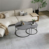 Modern Glam Round Nesting Coffee Table Set Sintered Stone Side Lamp End Table