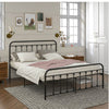 Double Metal Bed Frame w/ High Headboard and Footboard Black for Kids Adults QF