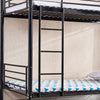 Black Bunk Bed Metal Frame with Ladder Home Dorm Bedroom Furniture for Family BN