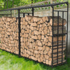 70" Outdoor Metal Log Store Stack Holder Wood Firewood Rack Garden Storage Shed
