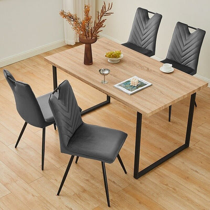 Set of 4 Dining Chairs Velvet Padded Modern Home Kitchen Legs