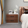 Walnut Nightstand w/ 2 Drawers Accent Bedside Table Modern Bedroom End Table