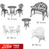 Garden Bench Cast Aluminium Outdoor Park Seat Chair & 3 Piece Dining Set Table