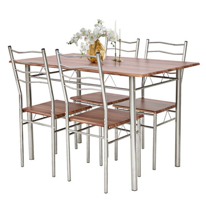 5PCS Dining Table Set Breakfast Kitchen Furniture Dinning Table with 4 Chairs