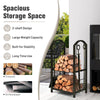 Fireplace Log Rack Set 4-Piece Fireplace Tools Wrought Iron Storage Logs Holder