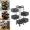 Mobile Kitchen Rotating Shelving Cart Vegetable Storage Basket Space Saving Rack