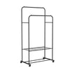 Portable Rolling Clothes Rail Metal Dual-bar Garment Rack Stand Corner Boutique