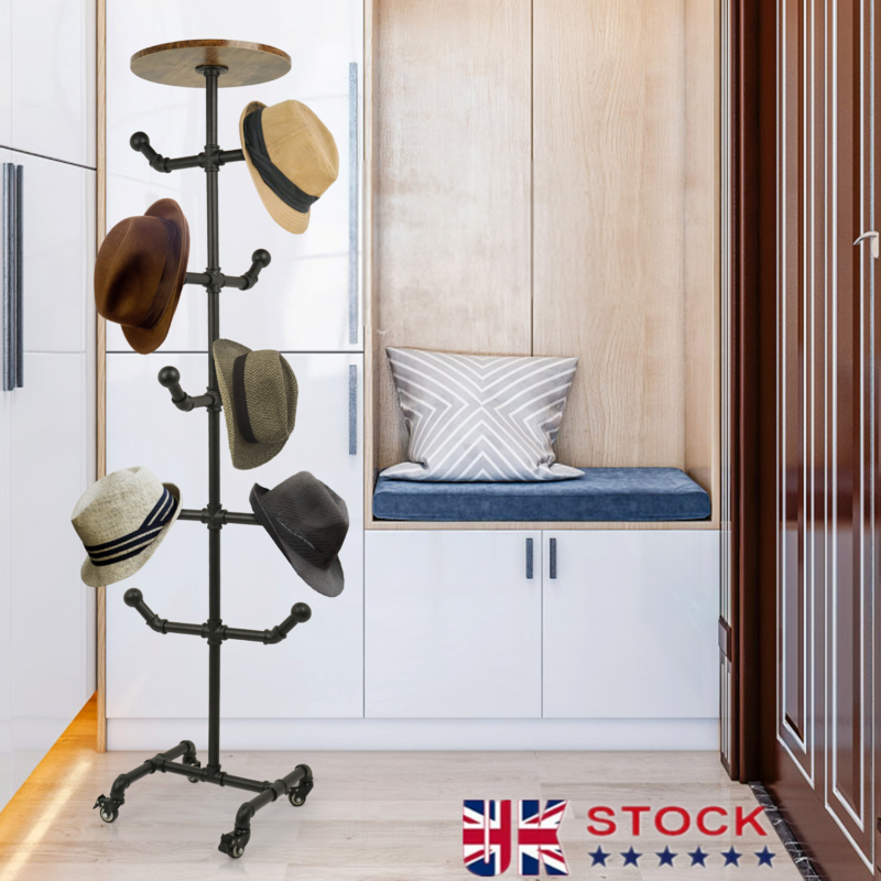 Retail Hat Display Rack Floor-standing Coat Hat Retail Display Rack Industrial Pipe Design 10 ...