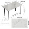 Rectangular Marble Dining Table 4-6 Seaters Black Metal Legs Kitchen Furniture