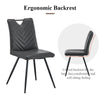 2Pcs Dining Chairs Retro Faux Leather Grey V Stripe Seat Metal Leg High Back