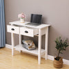 Modern 2-Drawer Console Table w/ Bottom Shelf Hallway Storage Furniture White